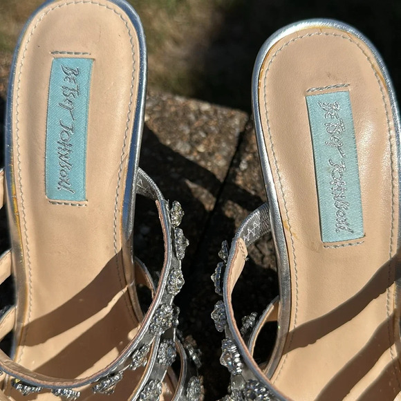 Betsey Johnson Silver Rhinestone Heels straps - Picture 2 of 5